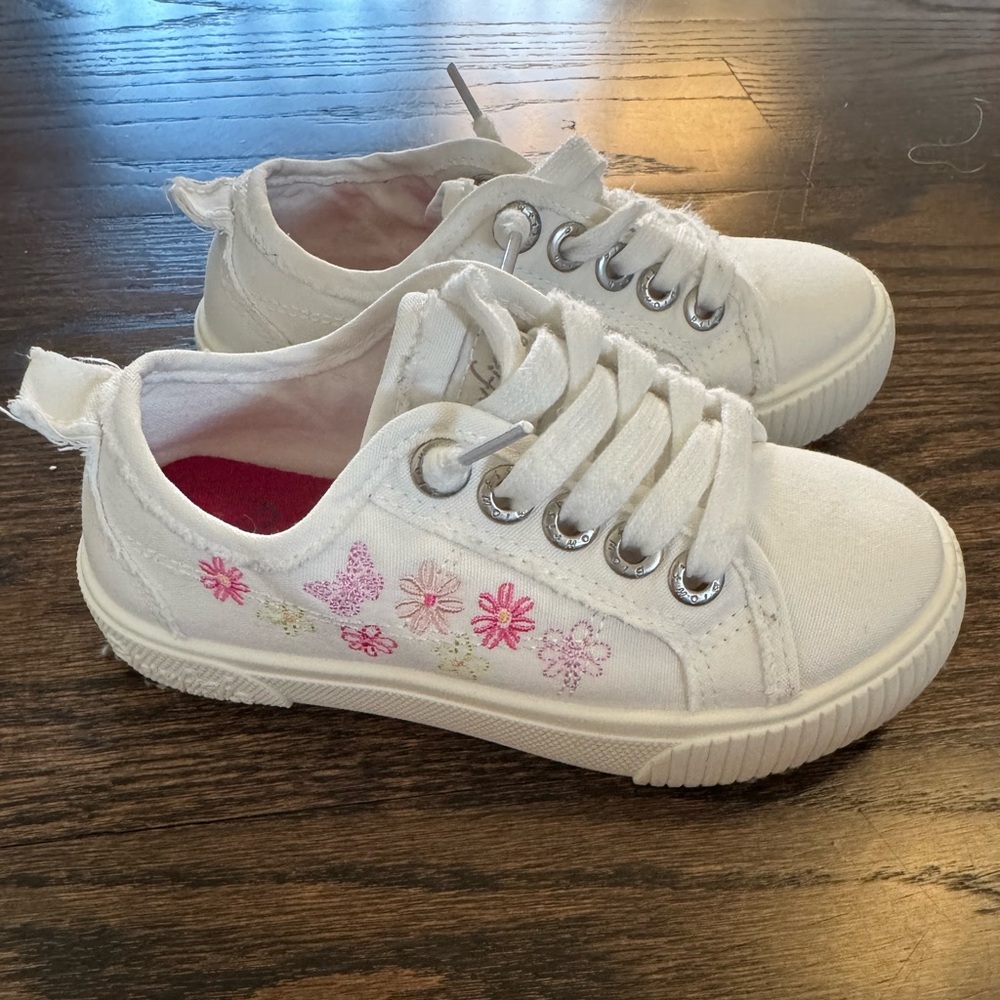 EUC BLOWFISH Malibu Slip on sneakers White Floral Kids Shoes 12